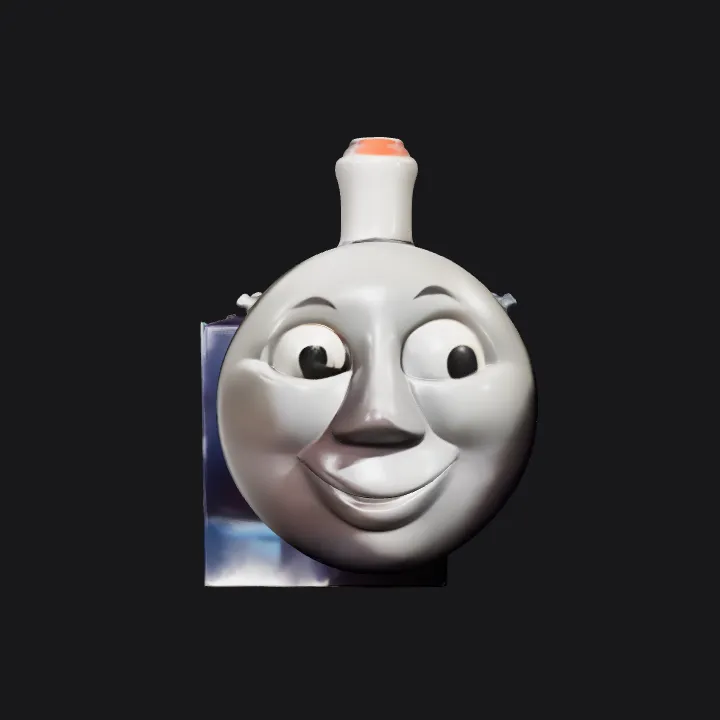 Train with Santa hat. smooth edges, simple geometry, symmetric geometry.