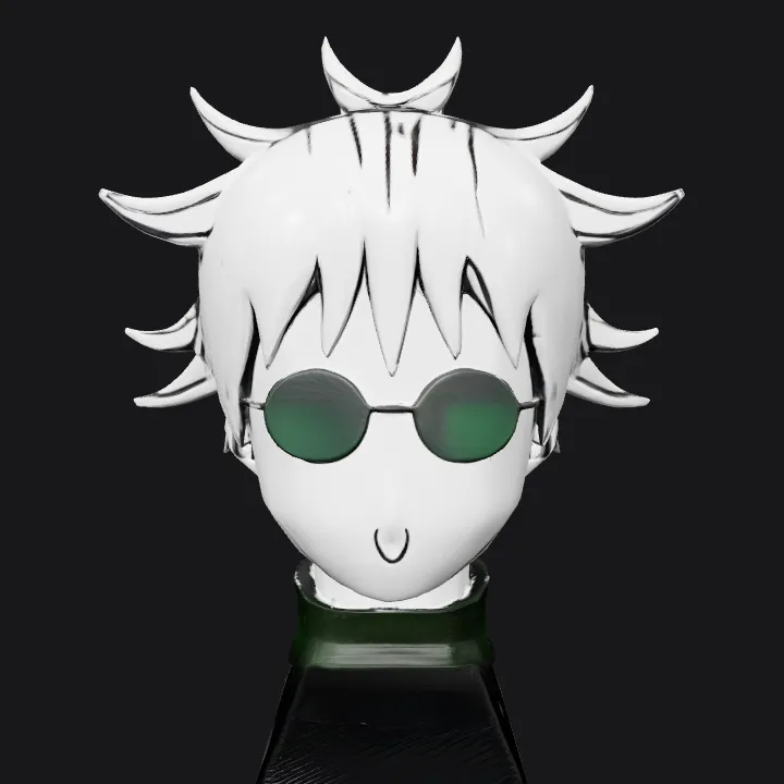 Anime boy with spiky hair and sunglasses. sharp edges, simple geometry, character.