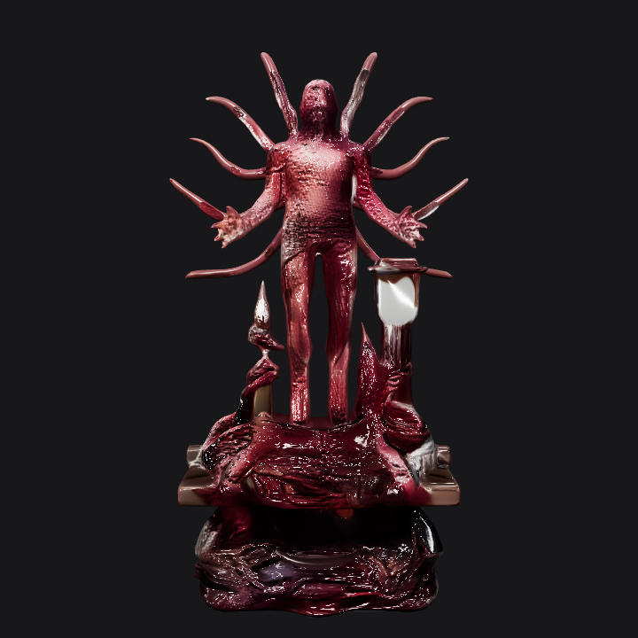 Vecna from Stranger Things with tentacles. complex geometry, sharp edges, game-ready, character.