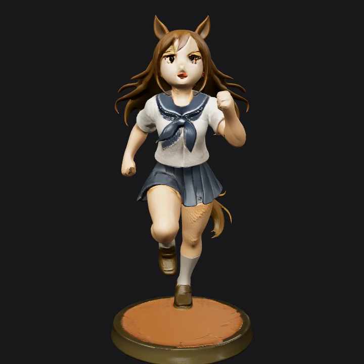 Anime schoolgirl with animal ears running. smooth edges, complex geometry, character.