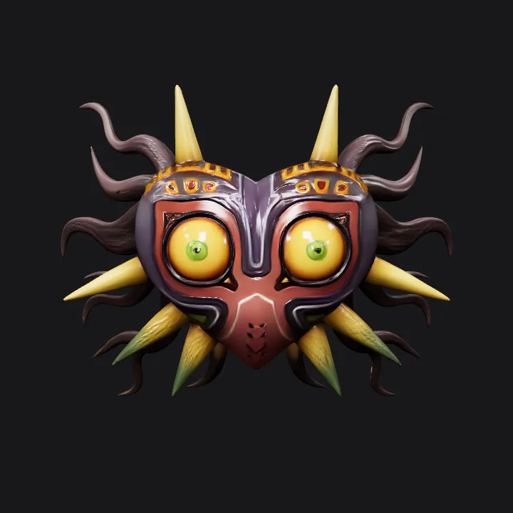 Majora's Mask from The Legend of Zelda. sharp edges, complex geometry, game-ready.