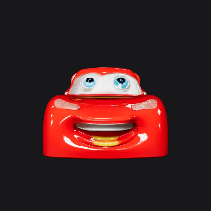 Red race car with number 95. smooth edges, complex geometry, game-ready, character, symmetric geometry.