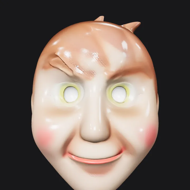 Cartoon bust figure head with large ears. smooth edges, simple geometry, character, symmetric geometry.