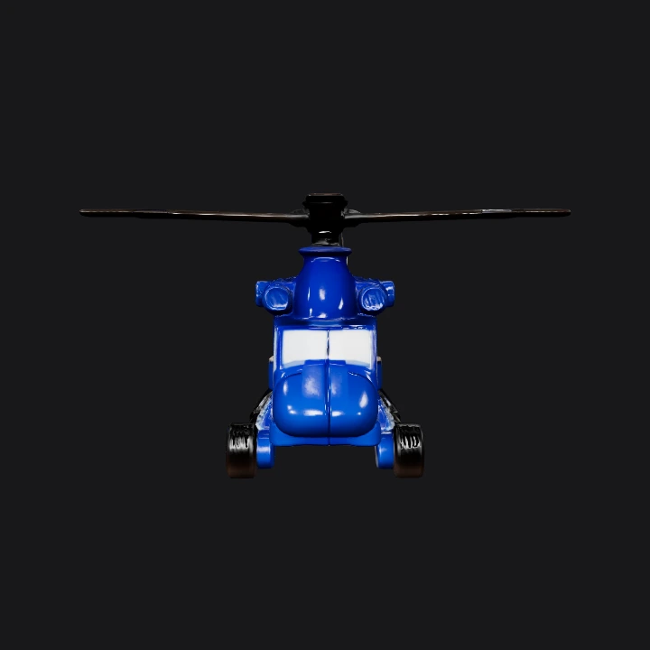 blue Navy helicopter model toy. sharp edges, complex geometry, symmetric geometry.