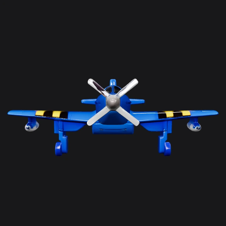 toy blue propeller airplane. smooth edges, simple geometry, game-ready, symmetric geometry.
