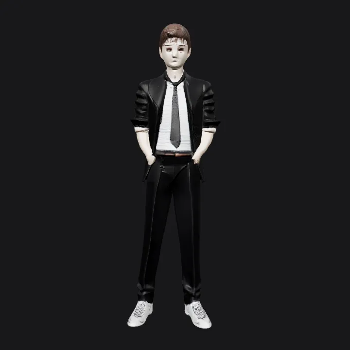A man wearing formal black attire. smooth edges, complex geometry, character.