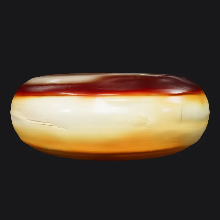 Chocolate glazed donut. smooth edges, simple geometry, symmetric geometry.