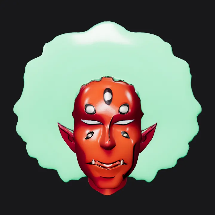 Person with green afro hairstyle. smooth edges, simple geometry, character.