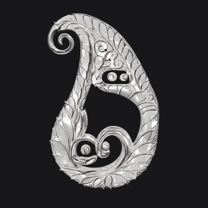 ornamental paisley doodle with floral motifs. sharp edges, complex geometry.