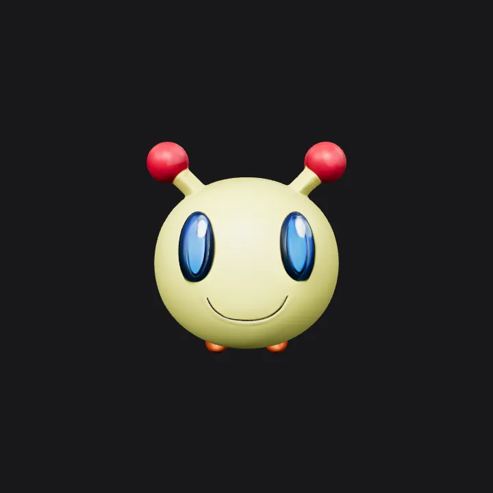 Cute cartoon caterpillar character with segments. smooth edges, simple geometry, game-ready, character, symmetric geometry.