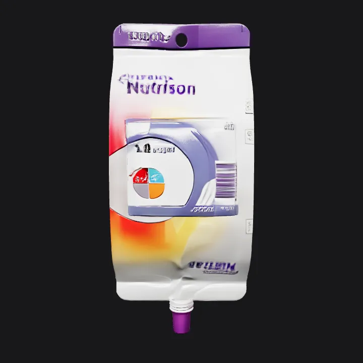 medical nutrition bag with purple cap. smooth edges, simple geometry, symmetric geometry.