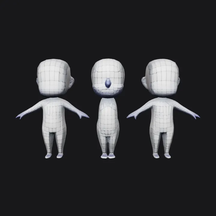 Cartoon child character 3D model. smooth edges, simple geometry, game-ready, character, symmetric geometry.
