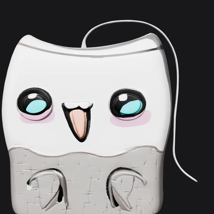 Cute teabag with cartoon face. smooth edges, simple geometry, character, symmetric geometry.