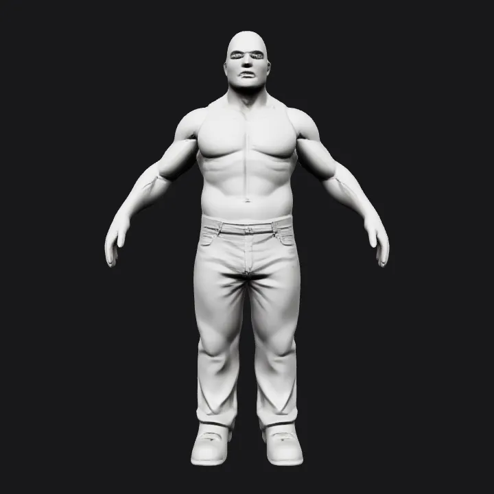 muscular man in tank top and jeans. smooth edges, complex geometry, character, symmetric geometry.