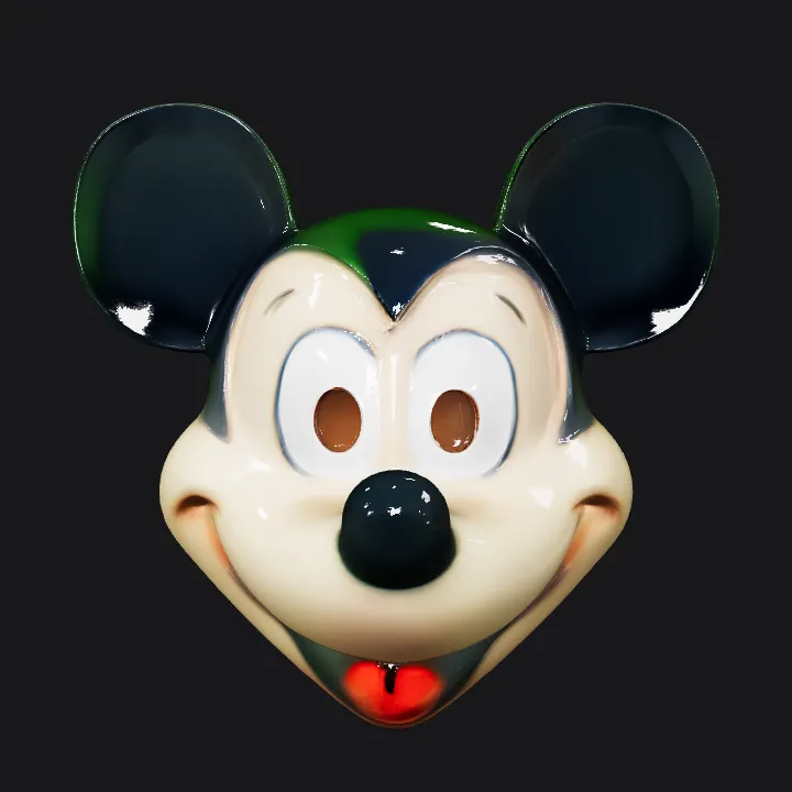 Mickey Mouse face toy. smooth edges, simple geometry, character, symmetric geometry.