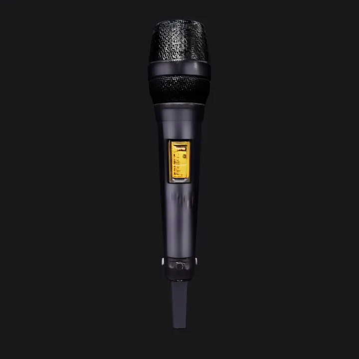 Handheld wireless microphone. smooth edges, simple geometry, symmetric geometry.