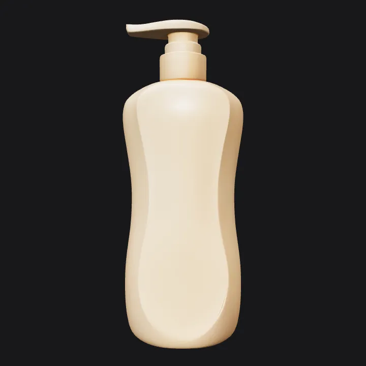 Plastic lotion bottle with pump top. smooth edges, simple geometry, game-ready, symmetric geometry.