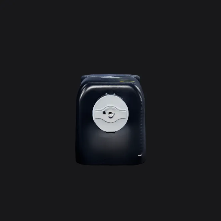 Plastic automotive coolant reservoir tank. complex geometry, smooth edges.