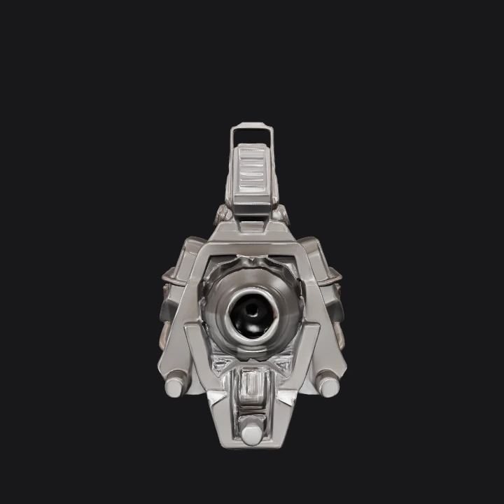 Futuristic sci-fi heavy gun turret. sharp edges, complex geometry, game-ready, symmetric geometry.