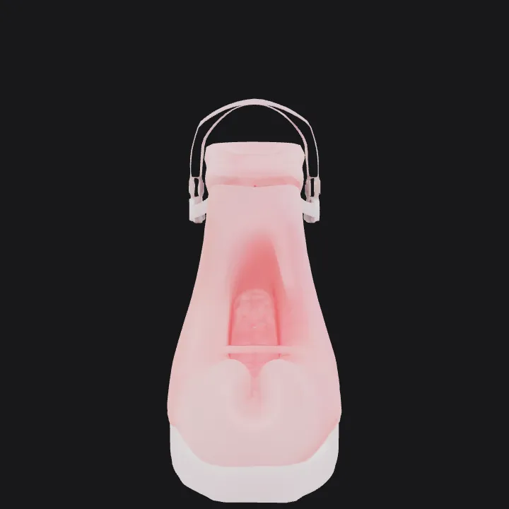 Pink high-heeled shoe with unique texture. smooth edges, complex geometry, symmetric geometry.