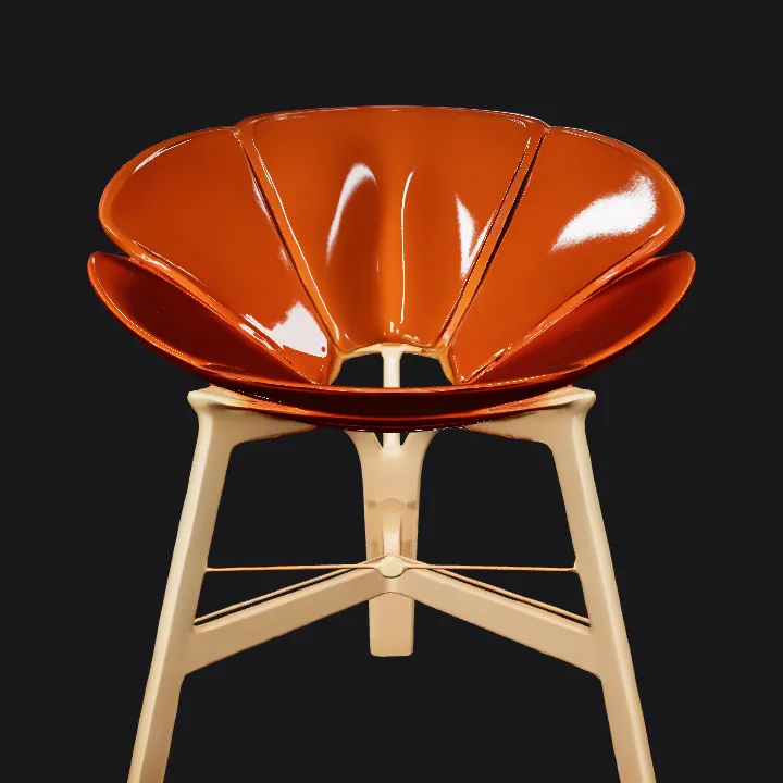 Modern petal-shaped chair. complex geometry.