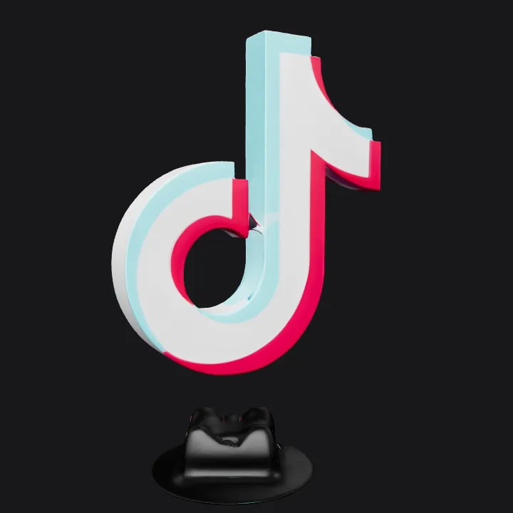 TikTok logo with stylized note. sharp edges, simple geometry, game-ready.