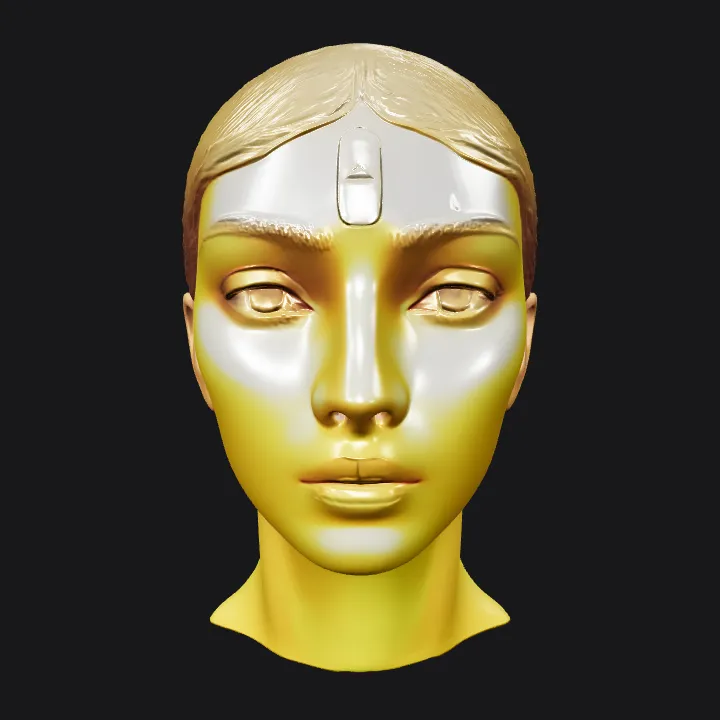 upper human head and neck model. smooth edges, simple geometry, character, symmetric geometry.