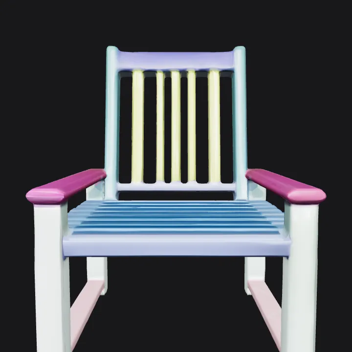 Colorful wooden chair model. sharp edges, simple geometry, game-ready, symmetric geometry.