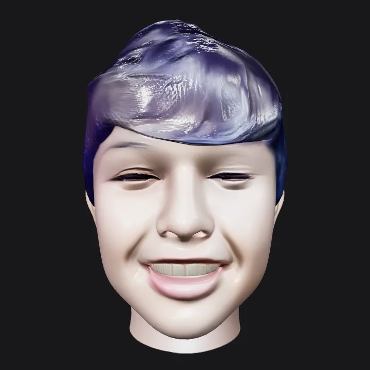 male human head and shoulders, black background. smooth edges, complex geometry, character, symmetric geometry.