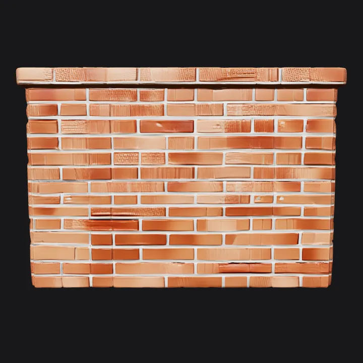 A rectangular red brick wall section. sharp edges, simple geometry, game-ready, symmetric geometry.