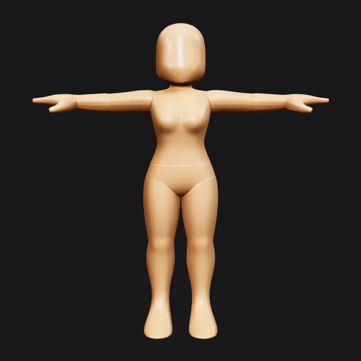 Neutral mannequin model in T-pose. smooth edges, simple geometry, game-ready, character, symmetric geometry.