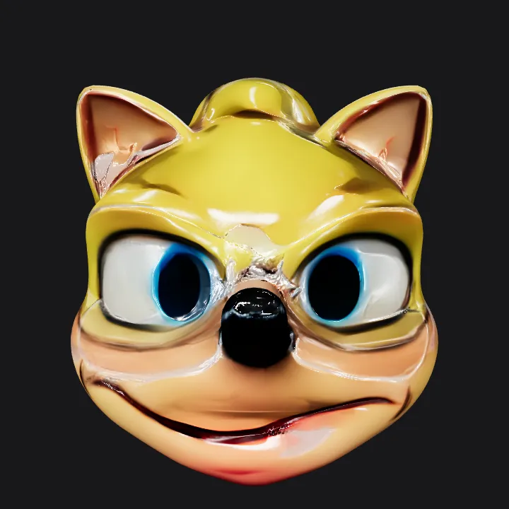 cat-shaped ceramic object. smooth edges, simple geometry, character, symmetric geometry.