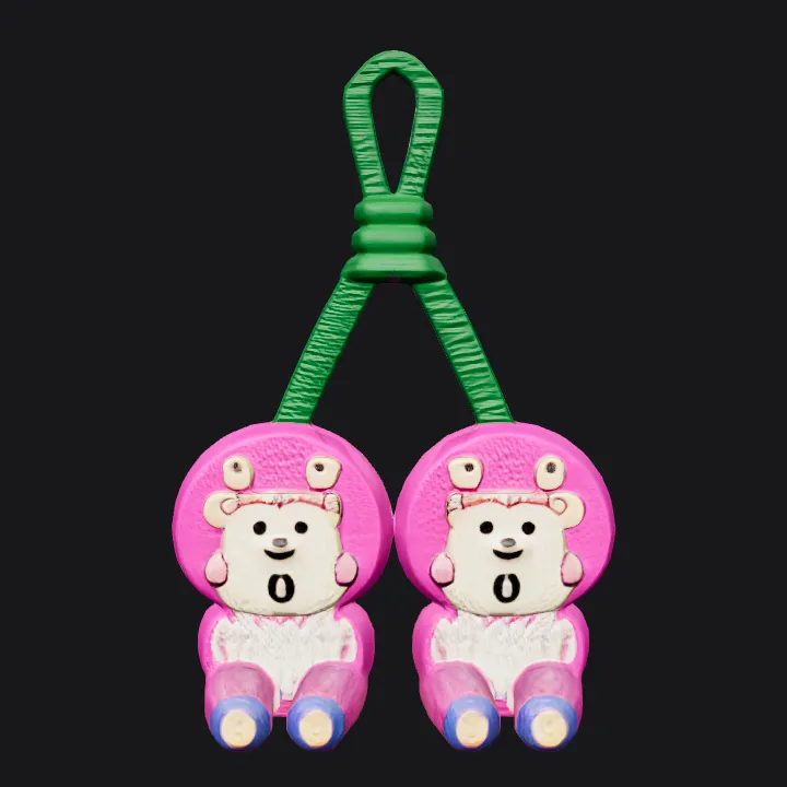 Pink bear-themed children's scissors. smooth edges, simple geometry, character, symmetric geometry.