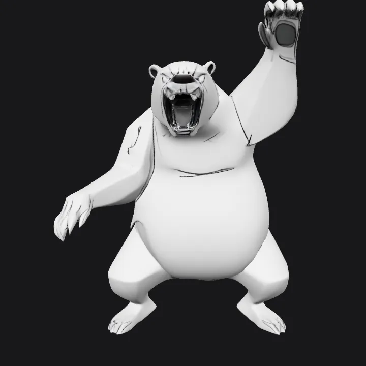 Cartoon polar bear growling. sharp edges, simple geometry, character.
