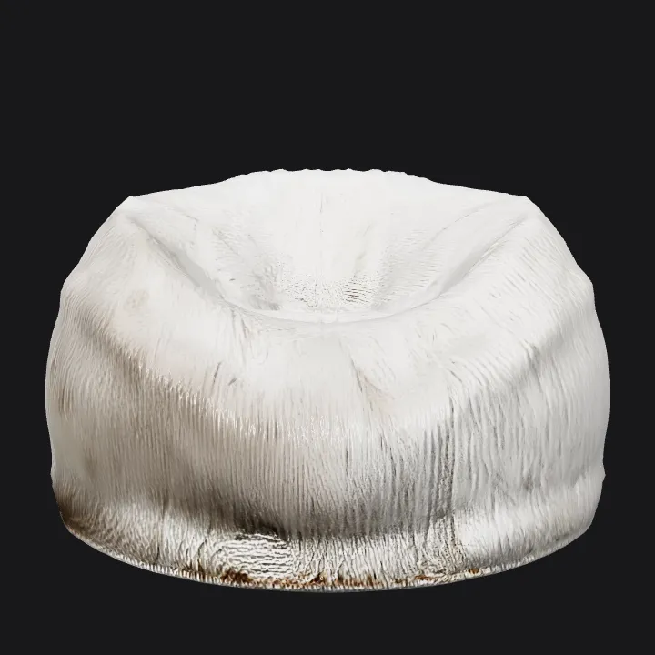 white fluffy bean bag chair. smooth edges, simple geometry, symmetric geometry.