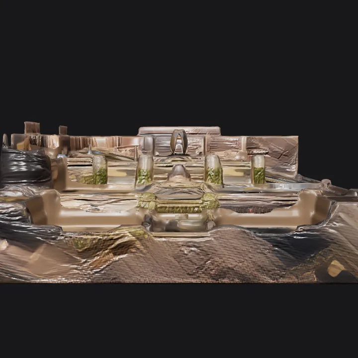 Game map overview with labeled locations. complex geometry, game-ready.