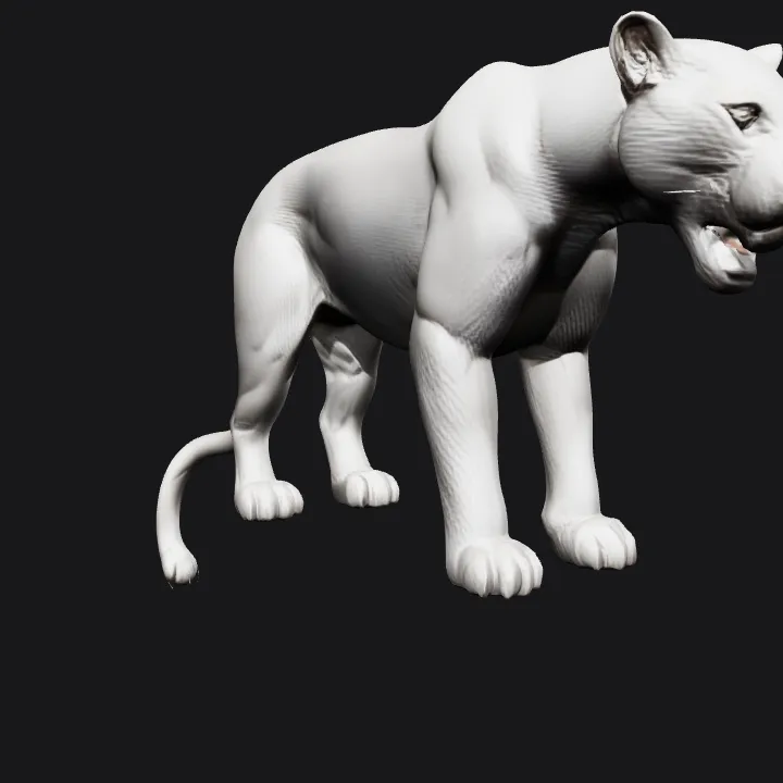 realistic walking leopard sculpture. smooth edges, complex geometry, game-ready, character.