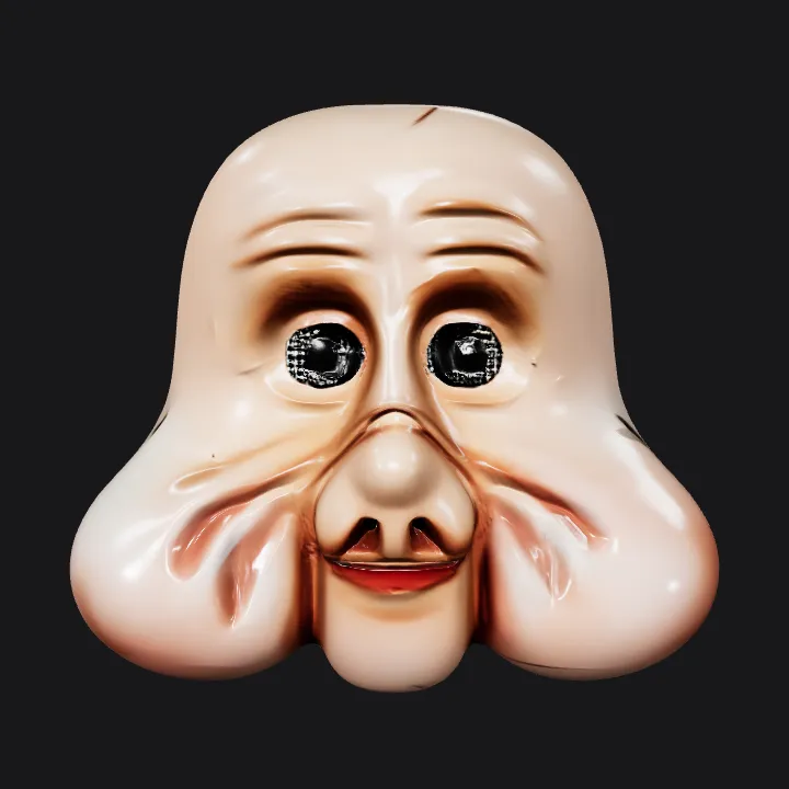 Human head including visible ears. smooth edges, complex geometry, character, symmetric geometry.