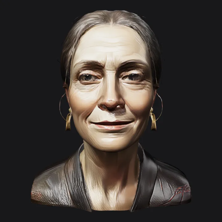 Woman in front of ornate arches. complex geometry, smooth edges, character.