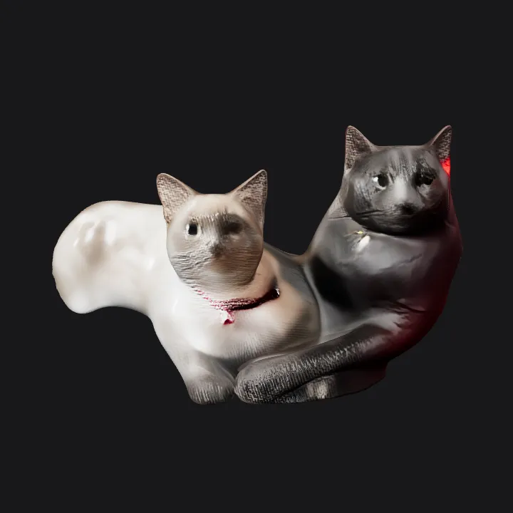 two cats sitting close together. smooth edges, complex geometry.