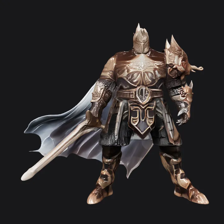 Armored fantasy warrior with a sword. sharp edges, complex geometry, game-ready, character.