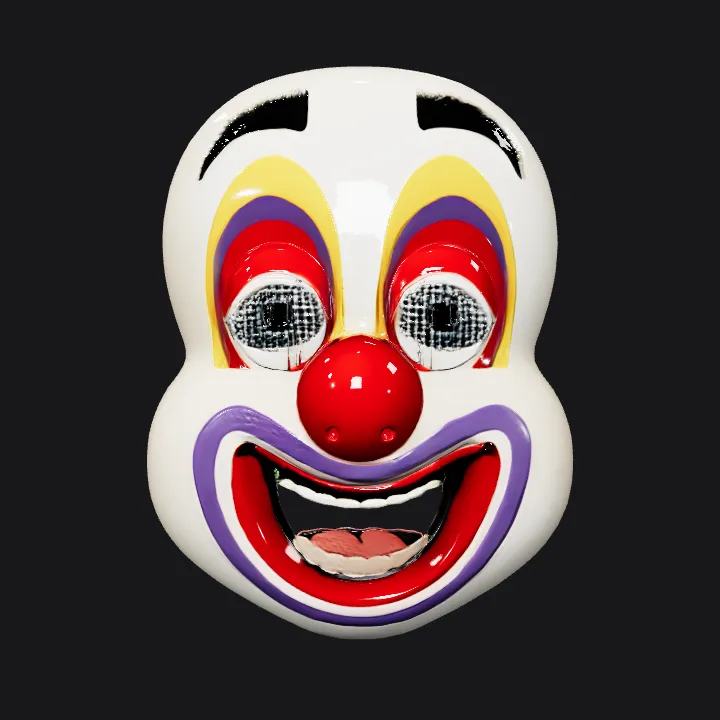 colorful clown face mask. smooth edges, simple geometry, symmetric geometry.