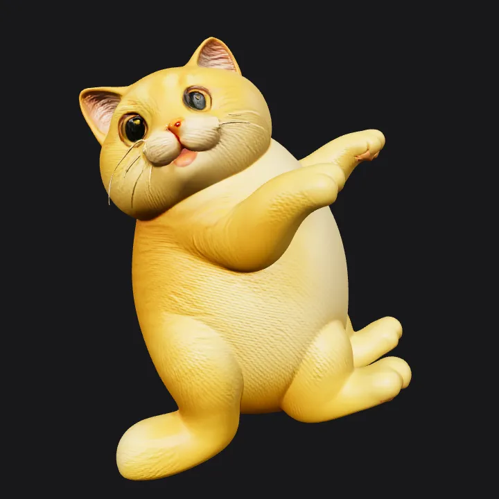 Cute cartoon orange cat. smooth edges, complex geometry, game-ready, character.