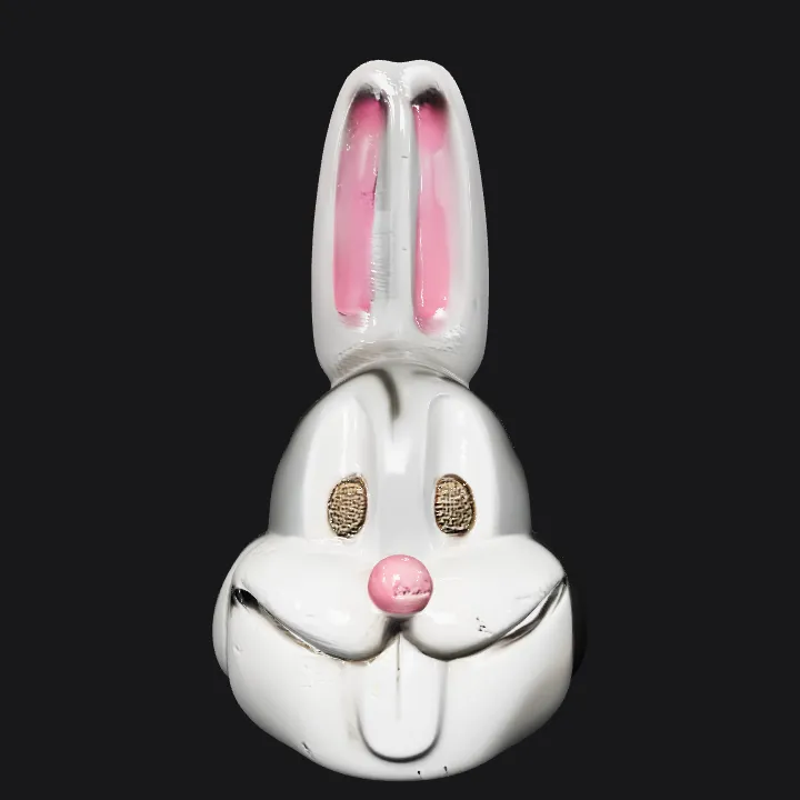 Bugs Bunny face mask or toy. smooth edges, simple geometry, character, symmetric geometry.