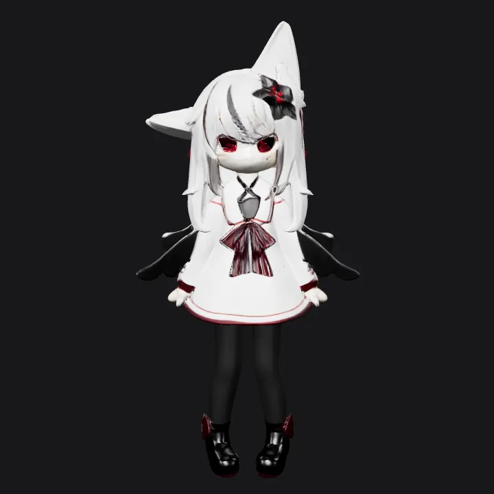 anime girl with animal ears in dress. smooth edges, complex geometry, character, symmetric geometry.