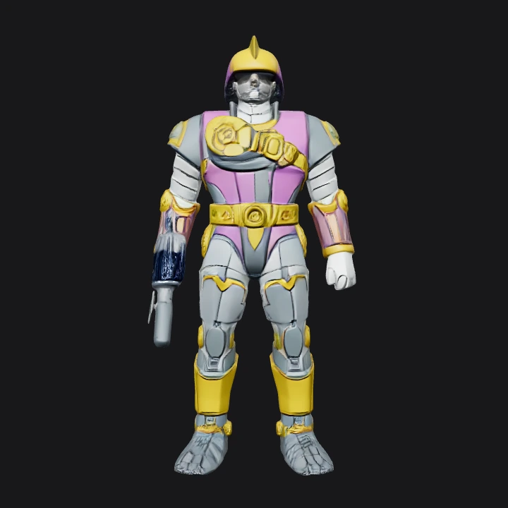 Futuristic armored robot soldier. sharp edges, complex geometry, game-ready, character, symmetric geometry.