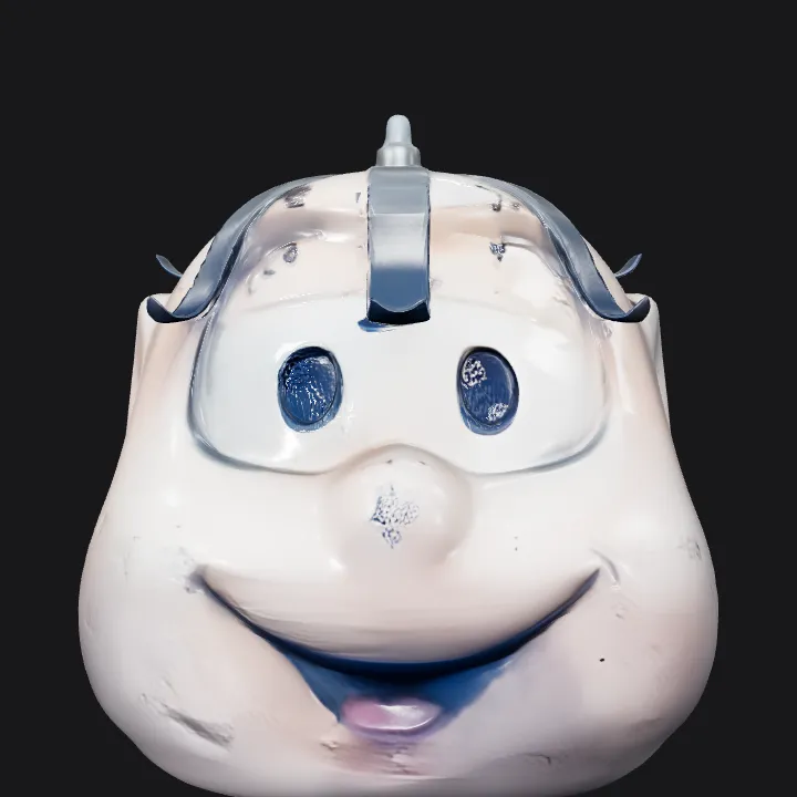 rubber baby doll head mask. smooth edges, simple geometry, character, symmetric geometry.