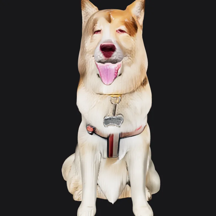 Dog sitting viewed from the back. smooth edges, complex geometry, character.