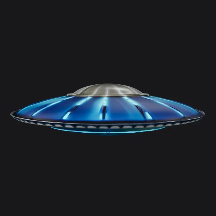 Flying saucer UFO in the sky. smooth edges, simple geometry, game-ready, symmetric geometry.