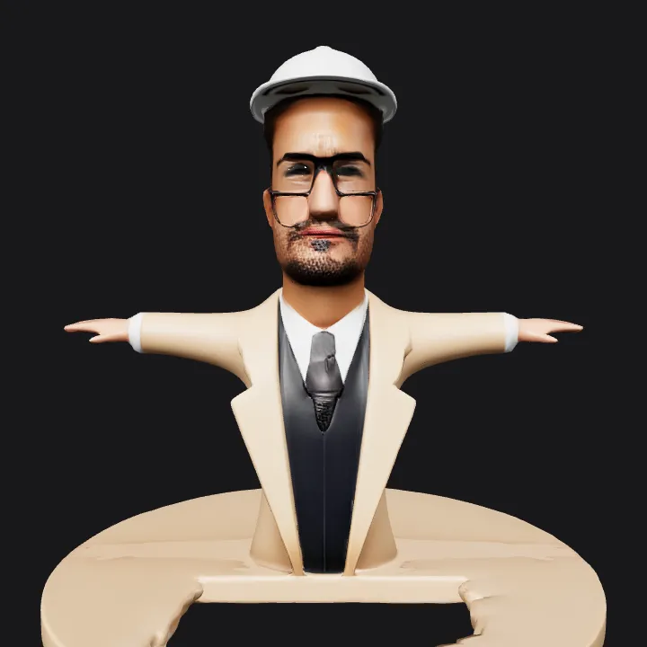 Person wearing suit and safety helmet. smooth edges, complex geometry, character.